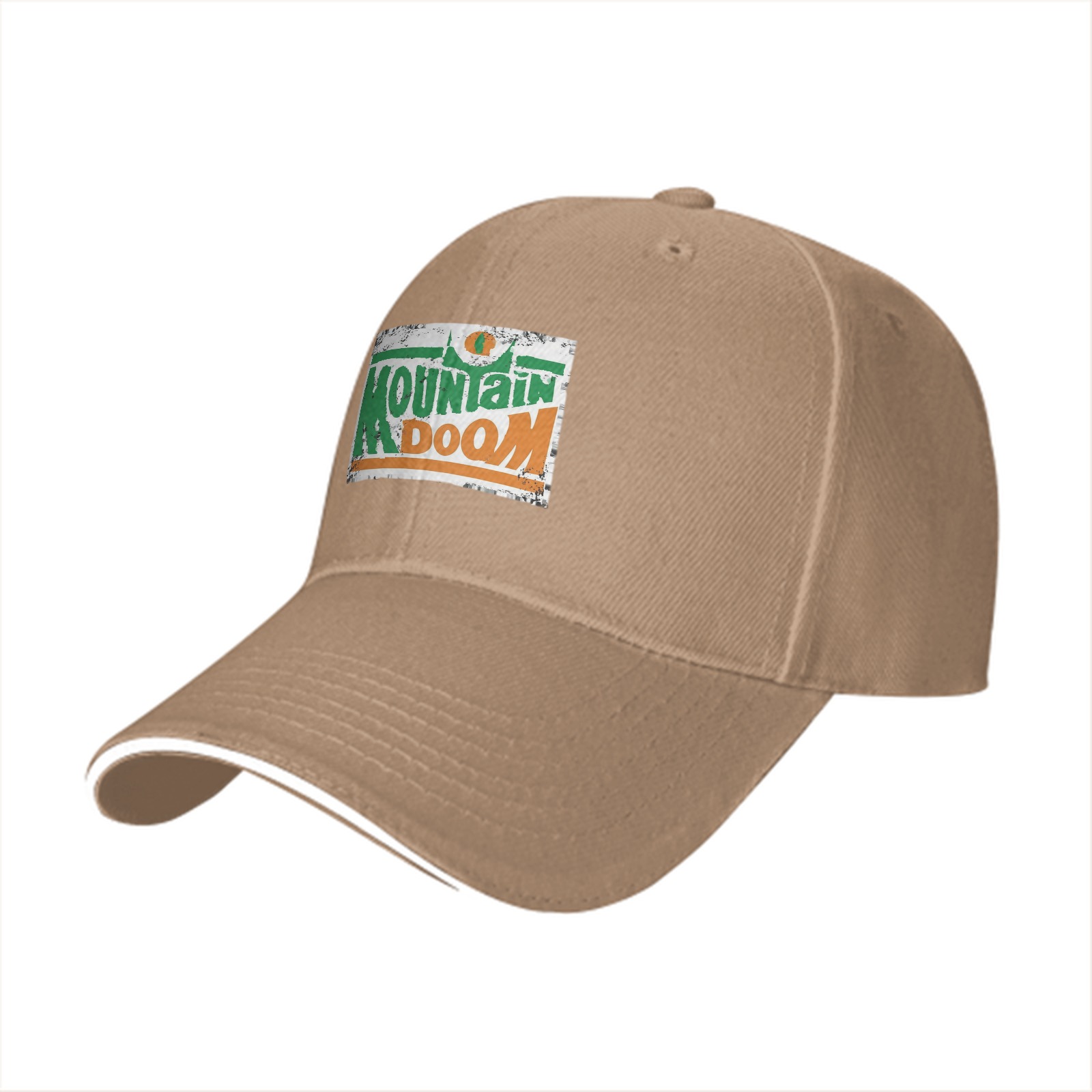 Black baseball cap with Mountain Doom distressed graphic print