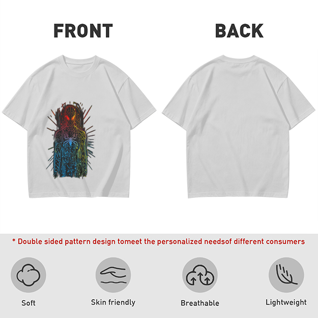 Olive T-Shirt With Abstract Gradient Spider-Man Graphic