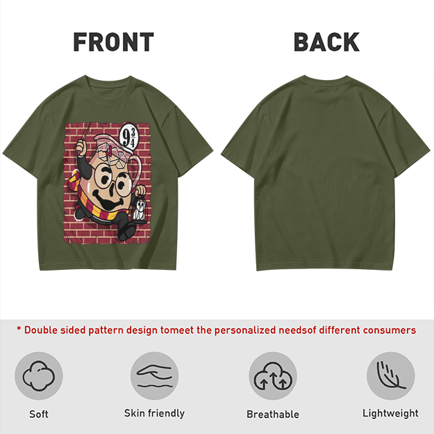 Olive T-shirt with Harry Potter themed pitcher graphic