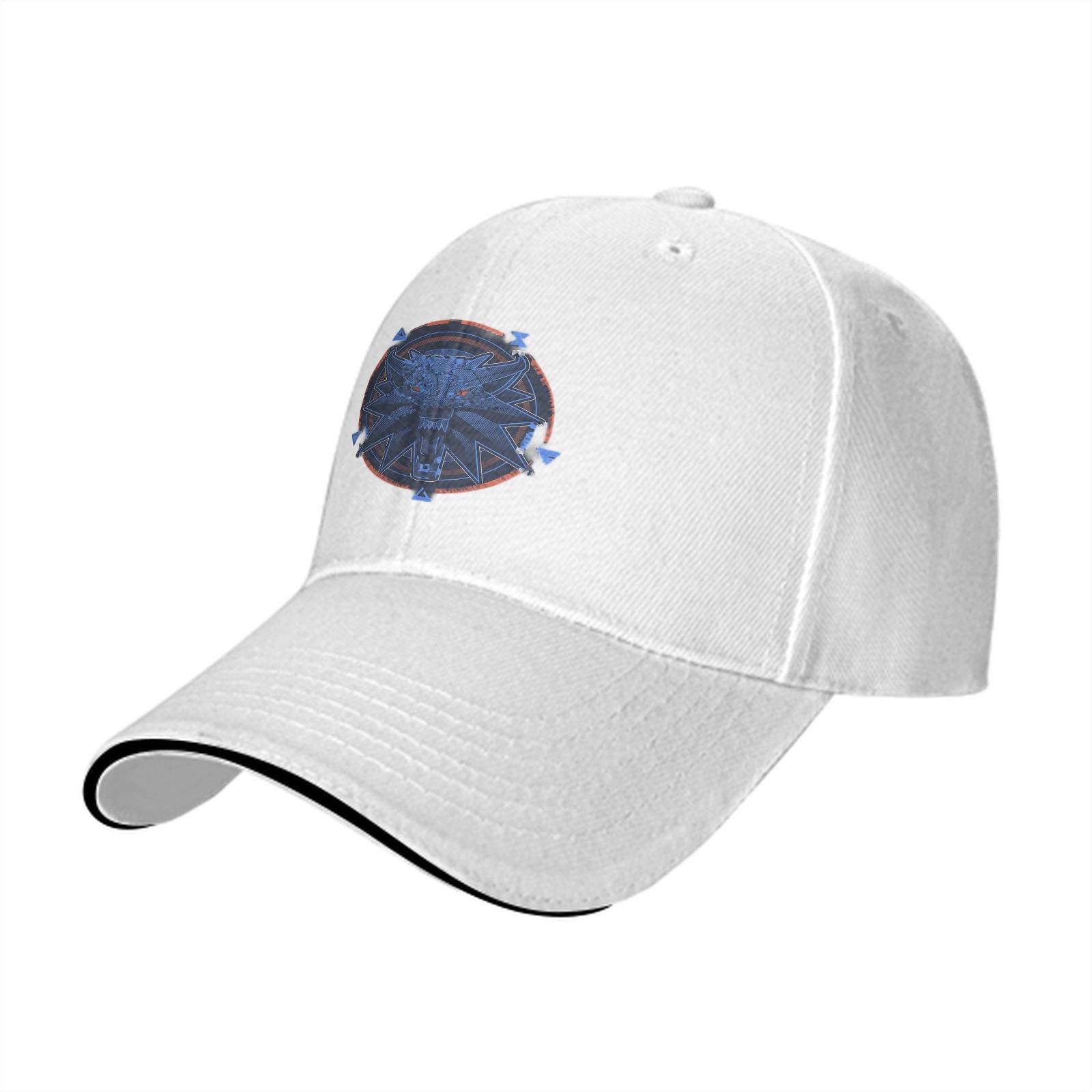 Black Baseball Cap With Witcher Wolf Medallion Emblem