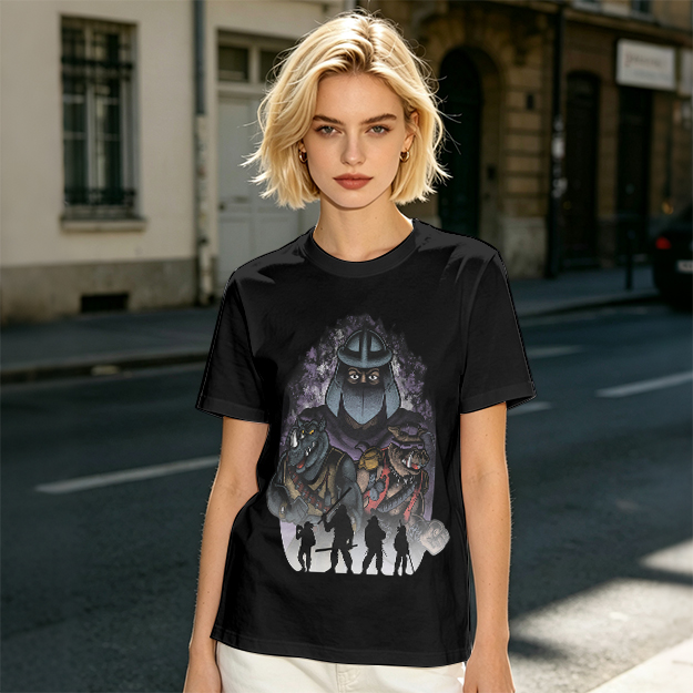 Olive T-Shirt with Teenage Mutant Ninja Turtles Villains Print