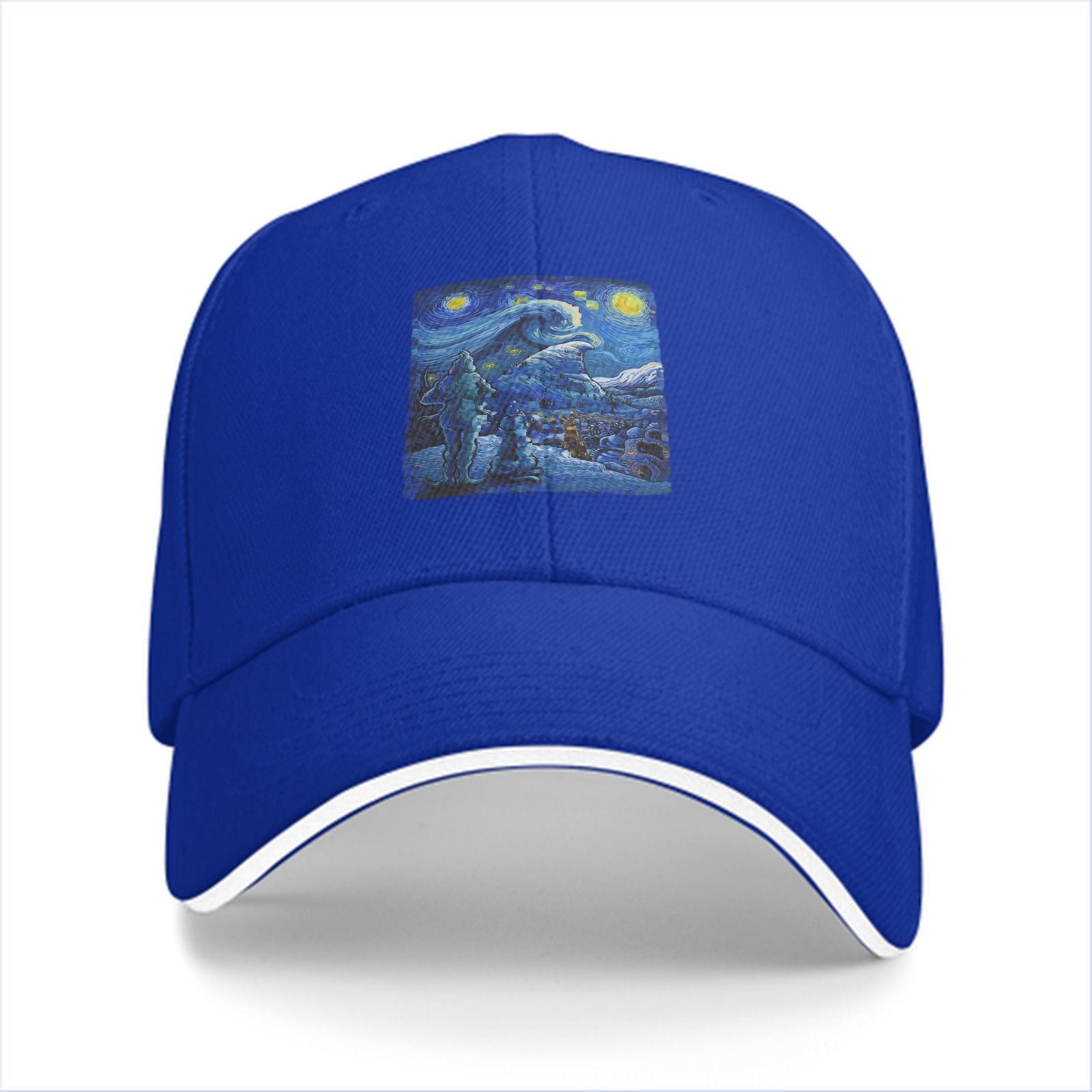 Black Baseball Cap with Starry Night Art Print