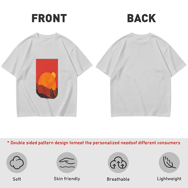 Olive T-Shirt with Desert Sunset Silhouette Graphic