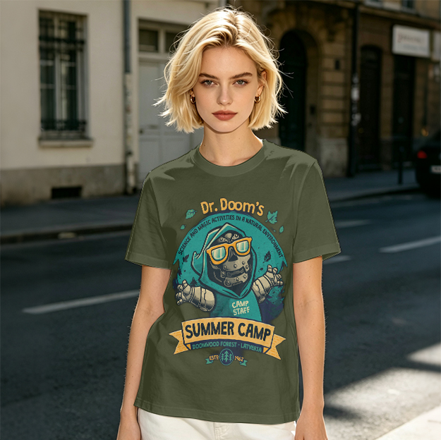 Dr. Doom's Summer Camp Themed Graphic T-Shirt