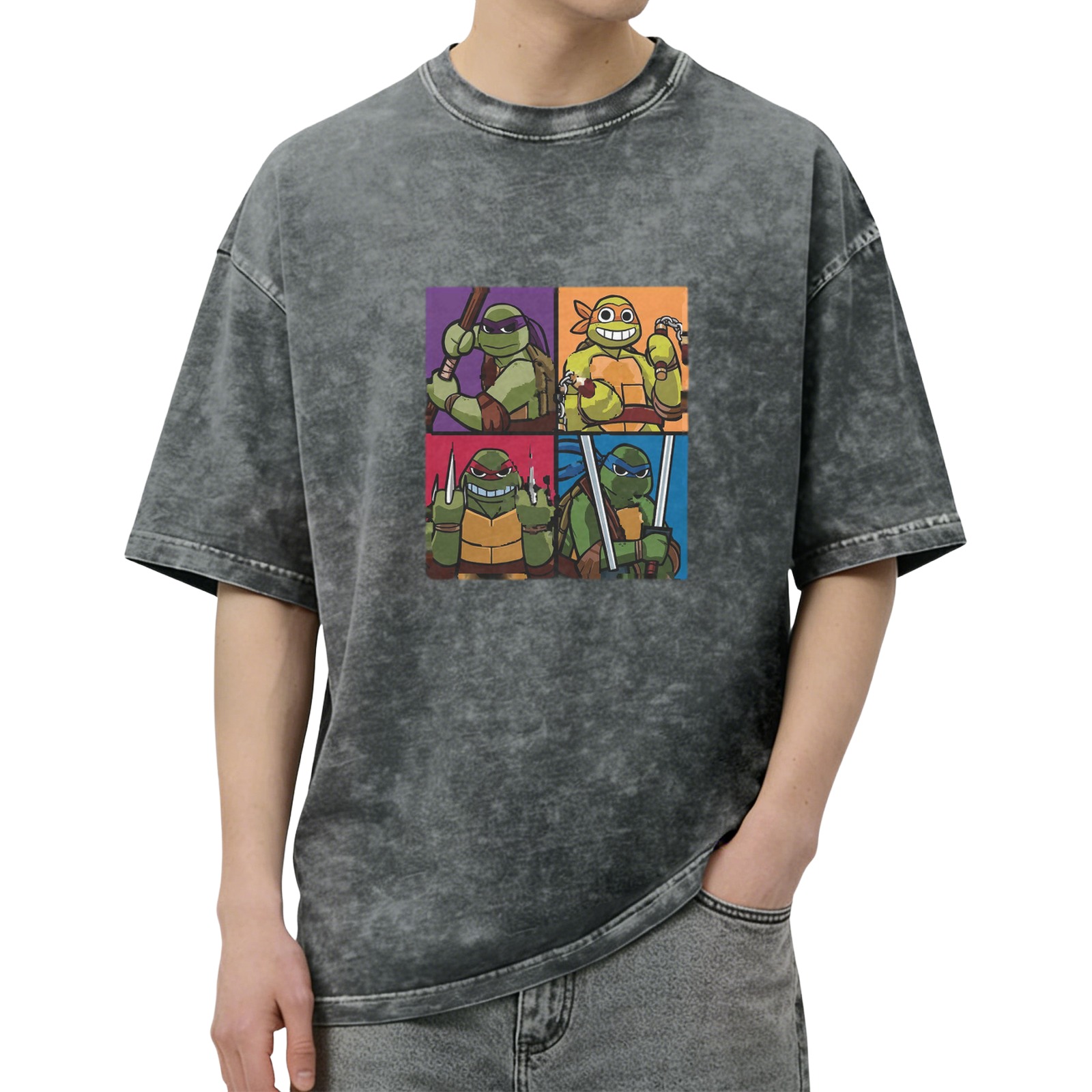 Teenage Mutant Ninja Turtles Graphic Oversized Acid Wash T-Shirt