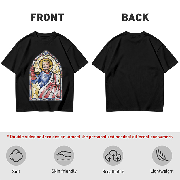 Olive T-Shirt With Homelander Stained Glass Style Print