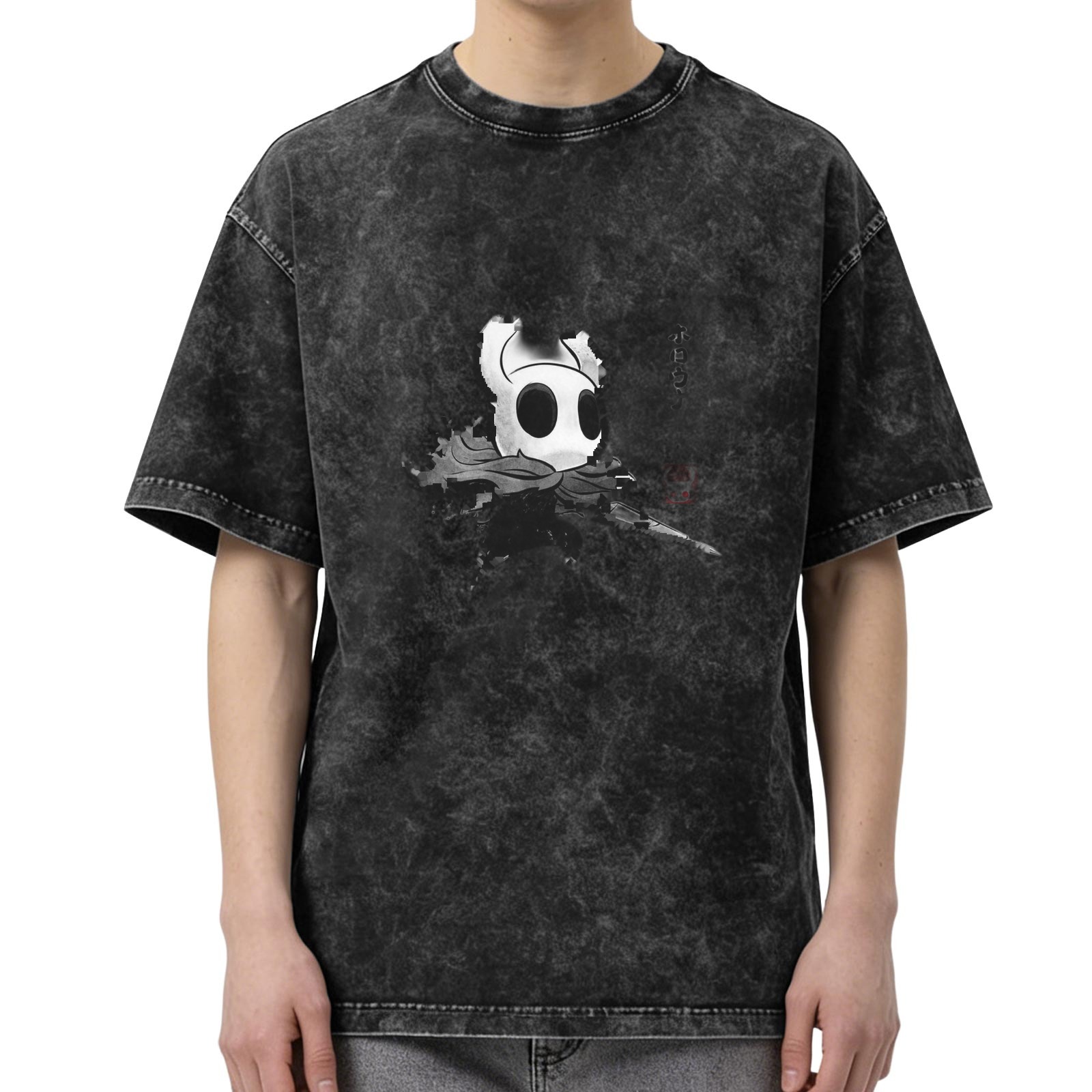 Hollow Knight Graphic Washed Black Oversized T-Shirt