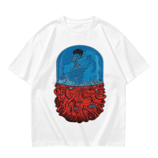 Olive T-Shirt With Surreal Capsule Water Figure Graphic