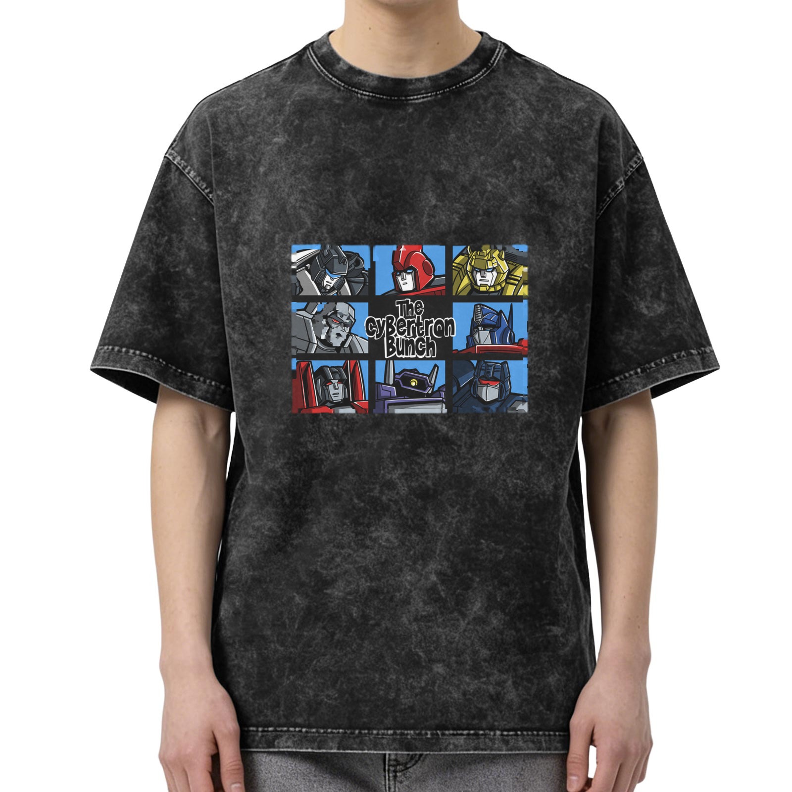 The Cybertron Bunch Transformers Graphic Acid Wash T-Shirt