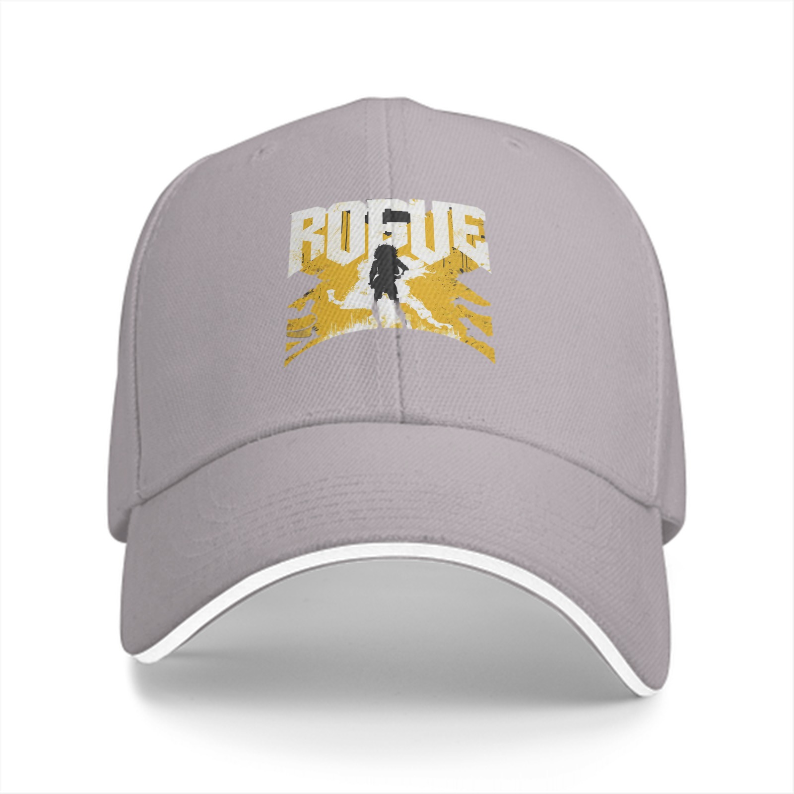 Black baseball cap with ROGUE text and silhouette graphic