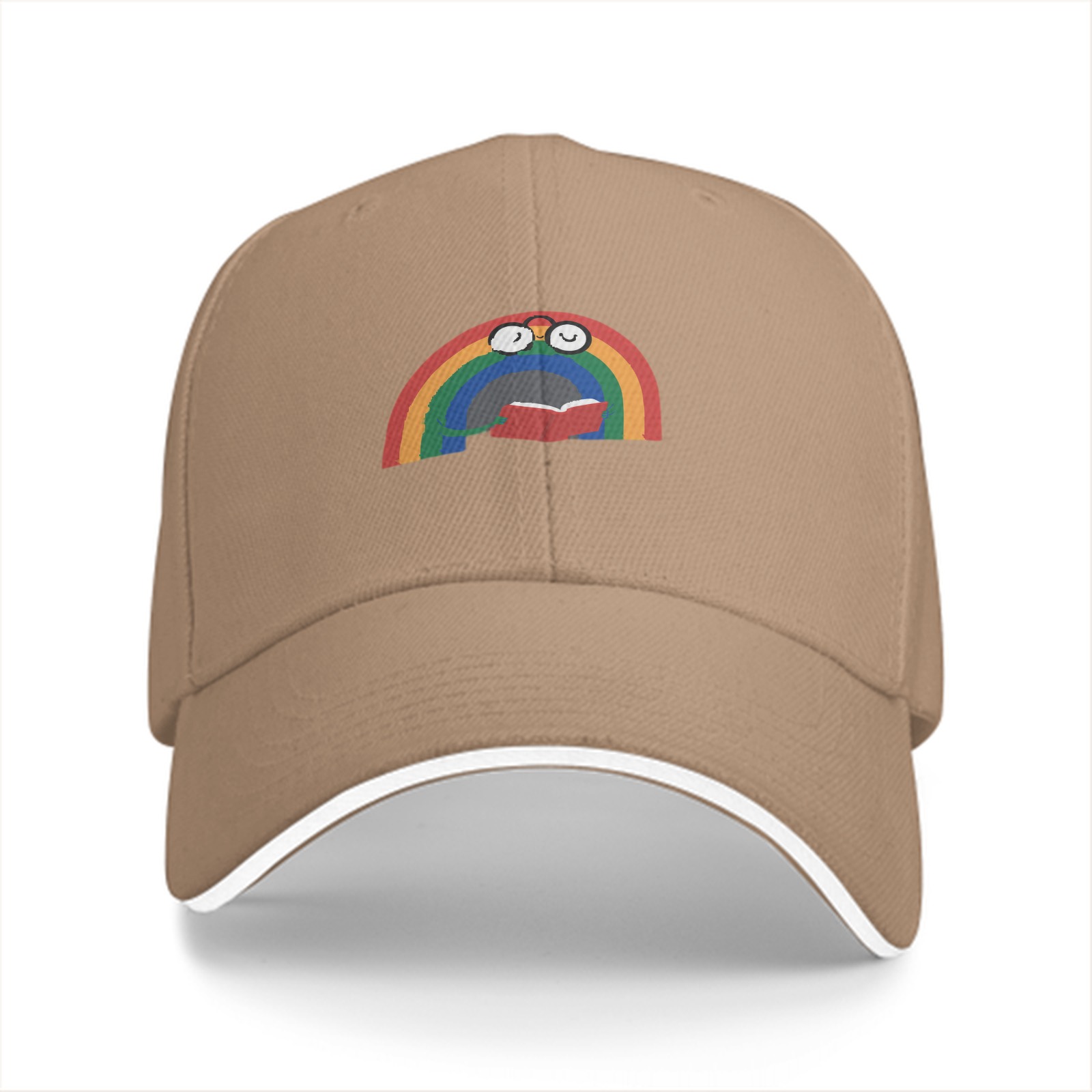 Black Baseball Cap With Reading Rainbow Graphic Design