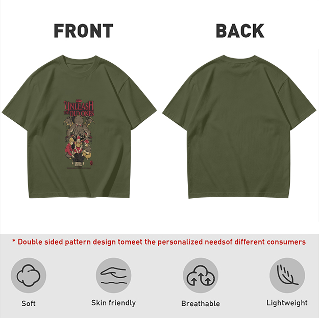 Unleash The Old Ones Cthulhu Graphic Army Green T-Shirt