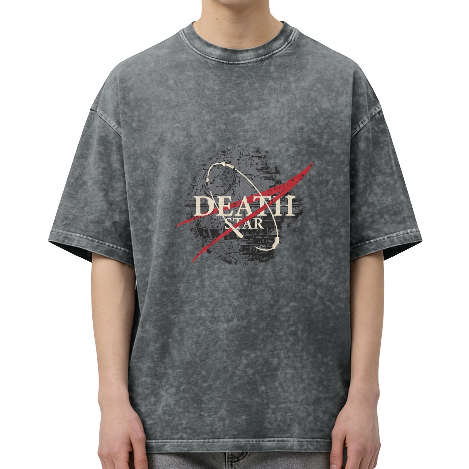 Washed Black Death Star Graphic T-Shirt