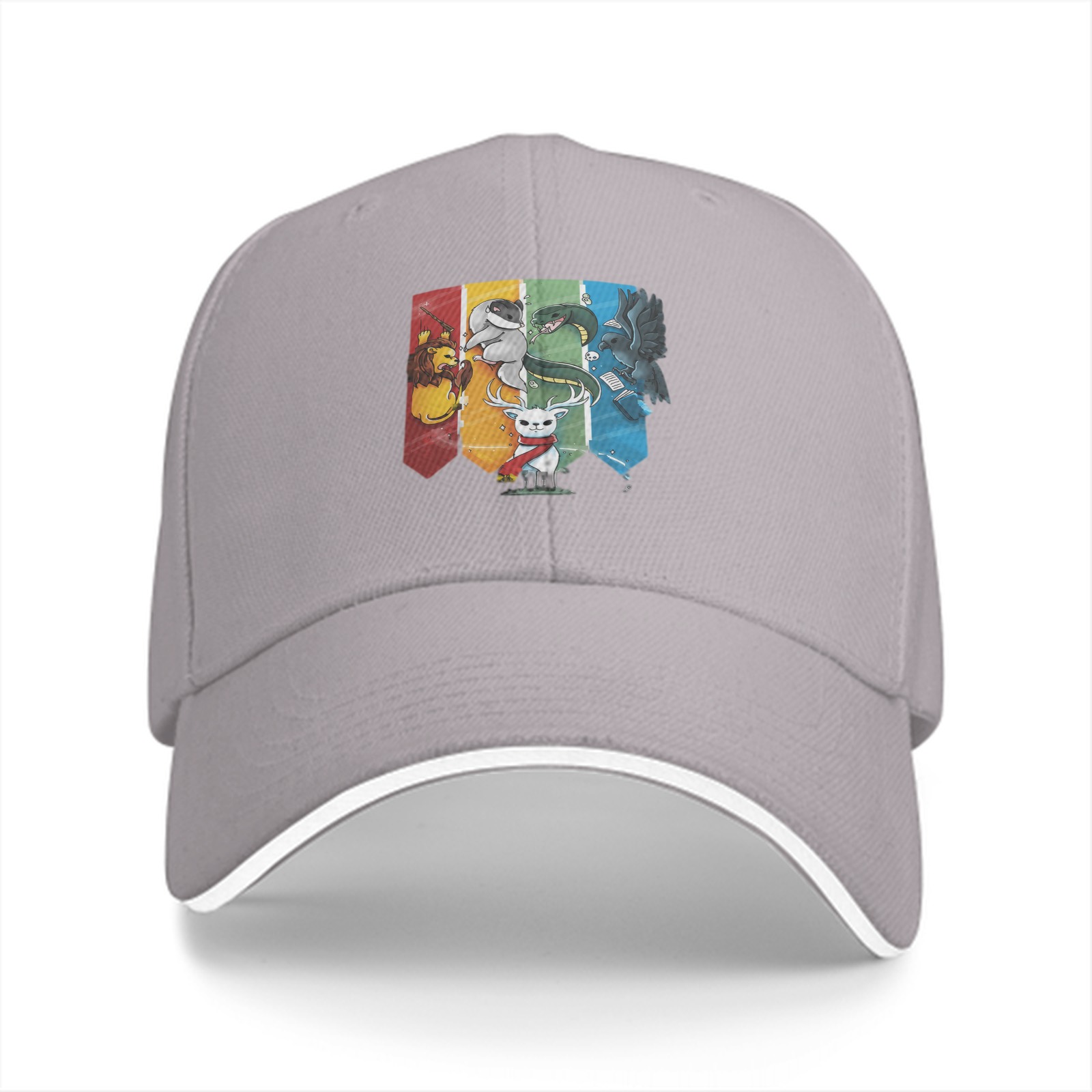 Black baseball cap with Harry Potter house mascots graphic