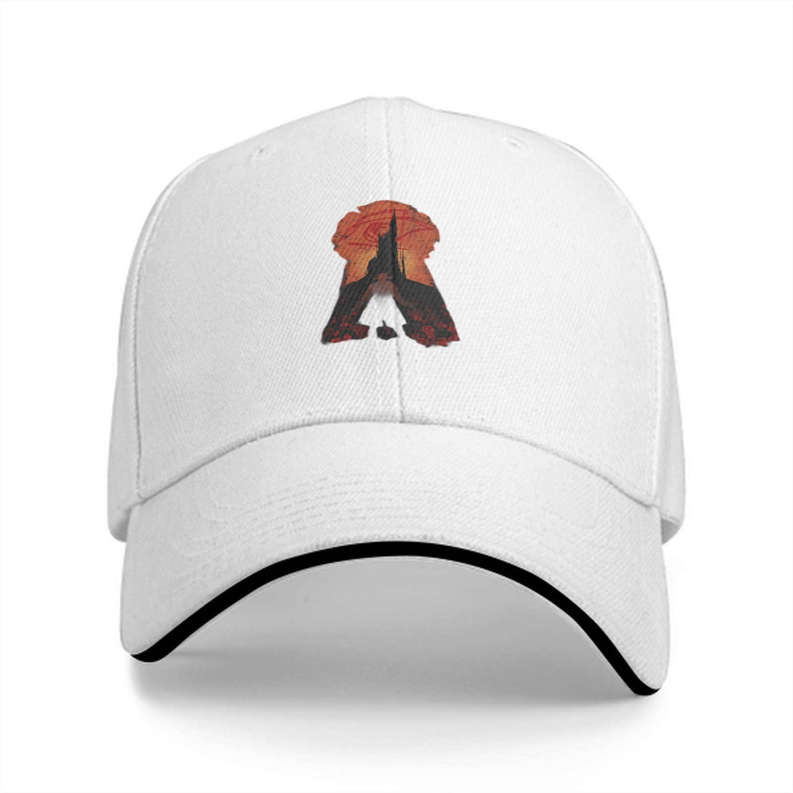 Black Baseball Cap With Keyhole Silhouette Art Print
