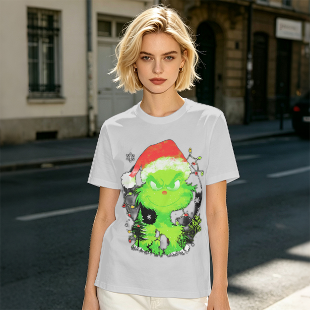 Olive Green Grinch Christmas Graphic T-Shirt