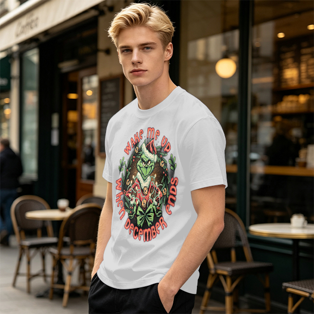 Wake Me Up When December Ends Grinch Christmas T-Shirt
