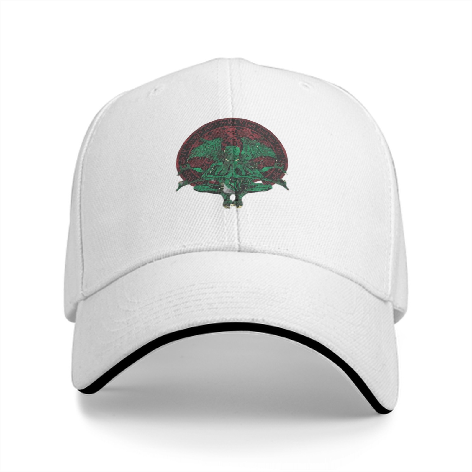 Black baseball cap with Cthulhu occult circle graphic