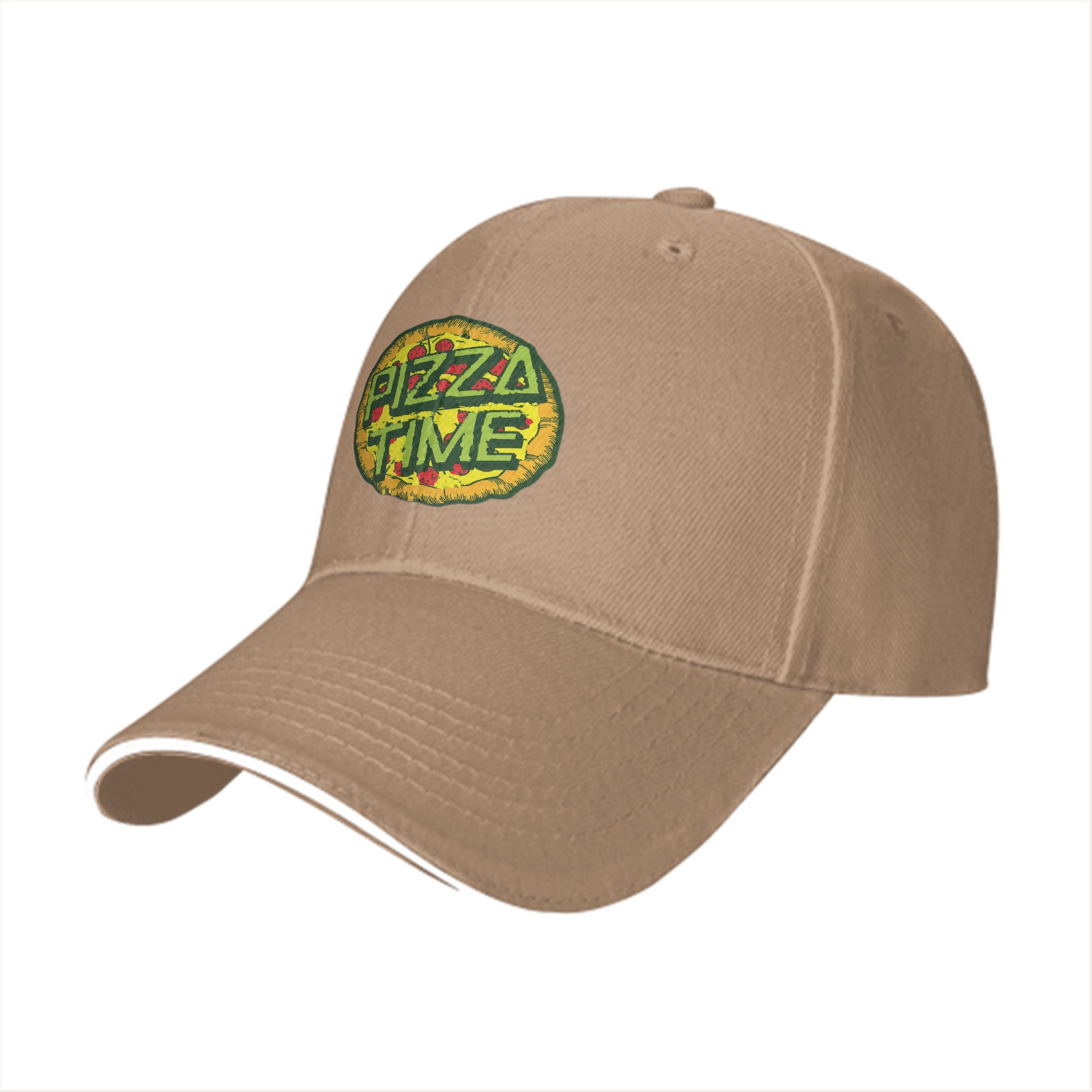 Black Baseball Cap With Pizza Time Graphic Design