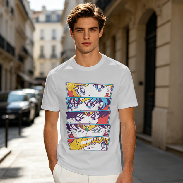 Olive Anime Sailor Moon Character Eyes Graphic T-Shirt