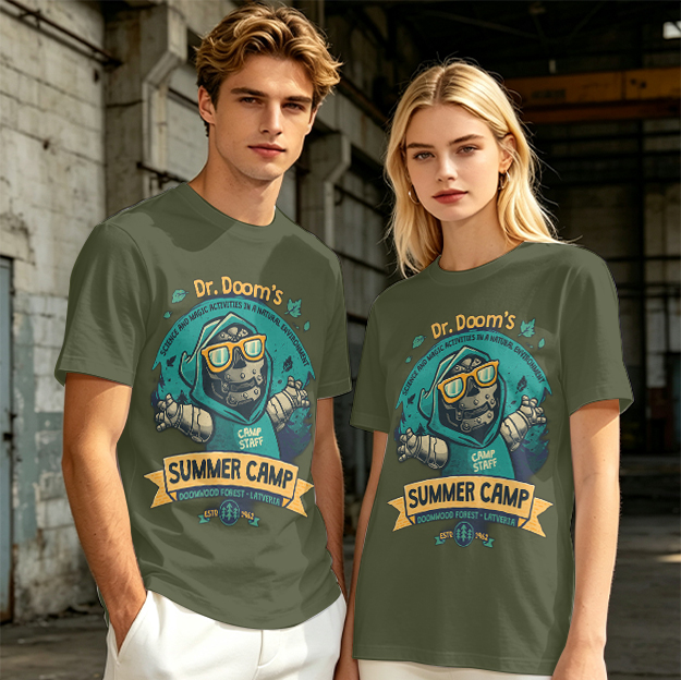 Dr. Doom's Summer Camp Themed Graphic T-Shirt