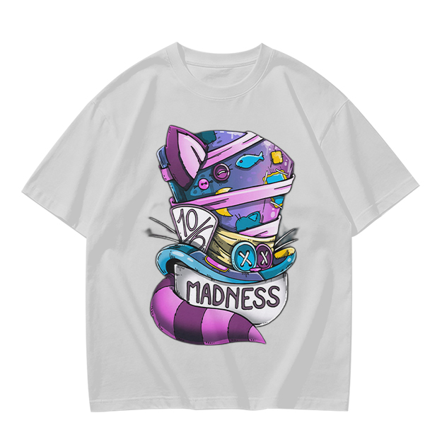 Olive T-Shirt With Mad Hatter Cheshire Cat Madness Graphic