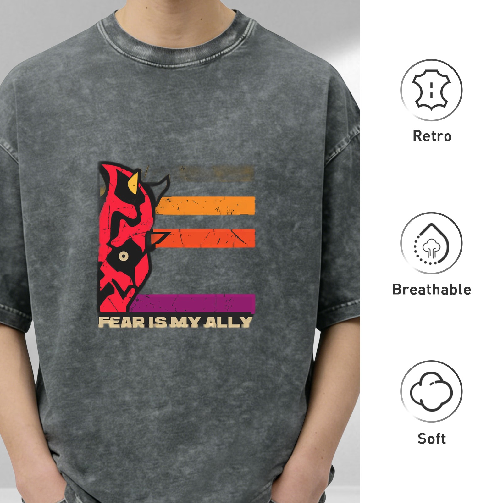 Fear Is My Ally Dark Washed Graphic T-Shirt