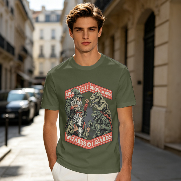 Epic Fight Showdown Wizards vs Lizards Graphic T-Shirt