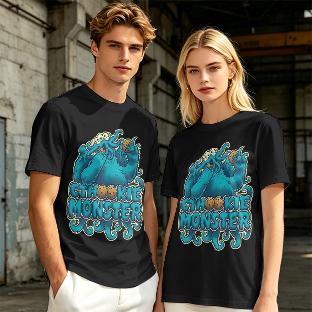 Olive t-shirt with Cthookie Monster graphic print