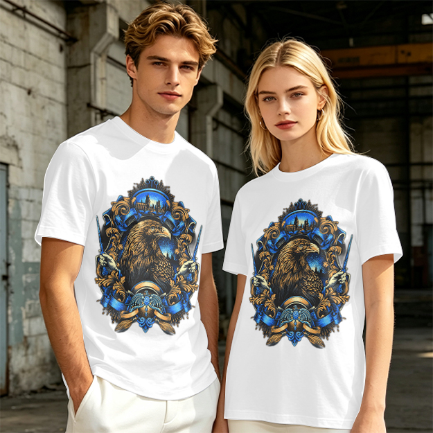 Olive T-Shirt With Detailed Eagle Crest Graphic Design