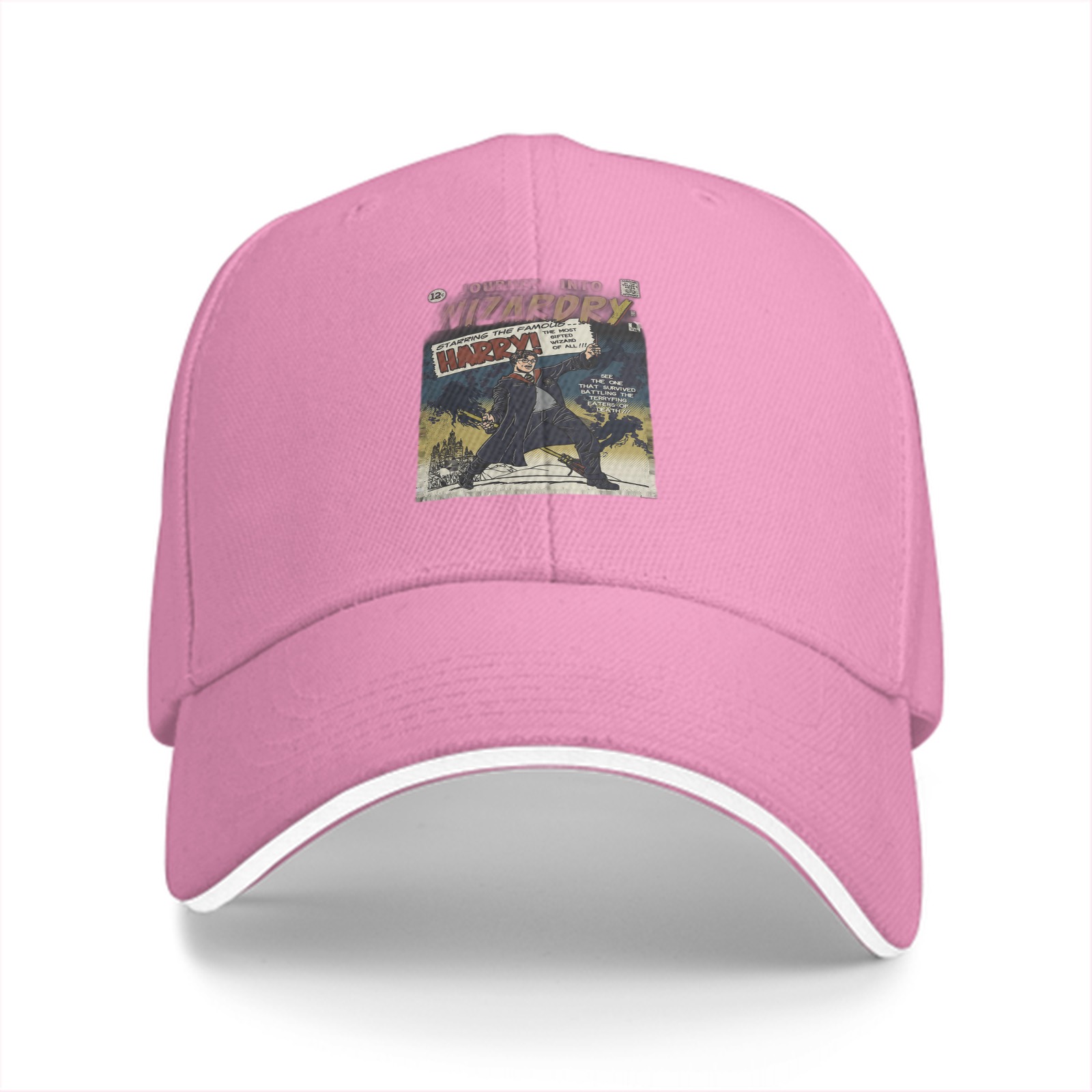 Black baseball cap with Harry Potter wizard comic print