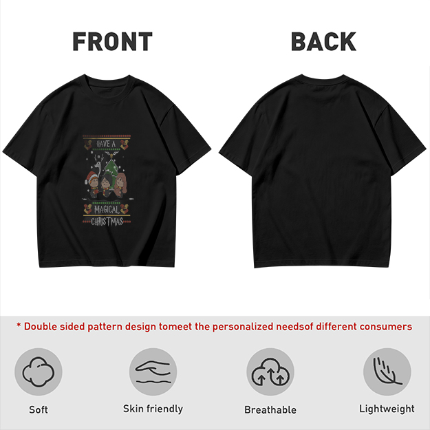Olive T-Shirt With Magical Christmas Harry Potter Themed Print