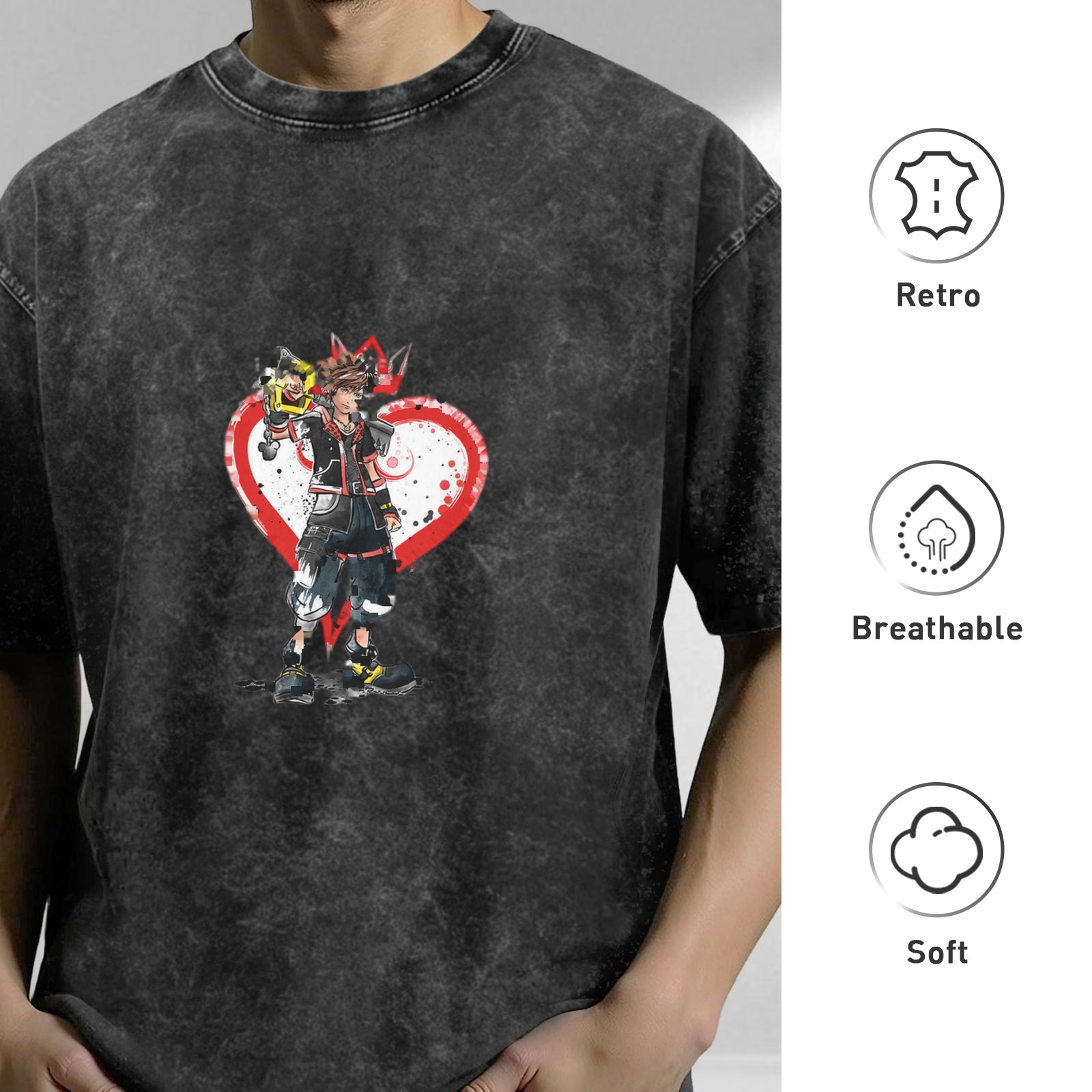 Kingdom Hearts Sora Graphic Vintage Wash T-Shirt