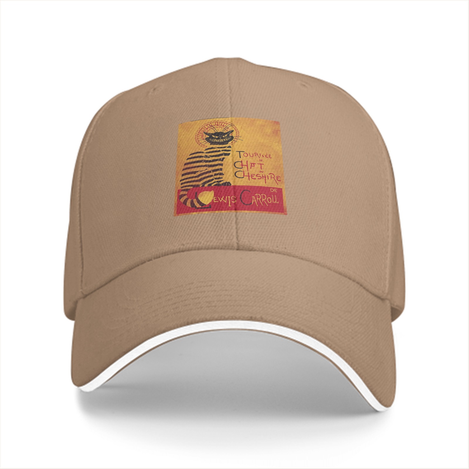 Black Baseball Cap with Cheshire Cat Lewis Carroll Print