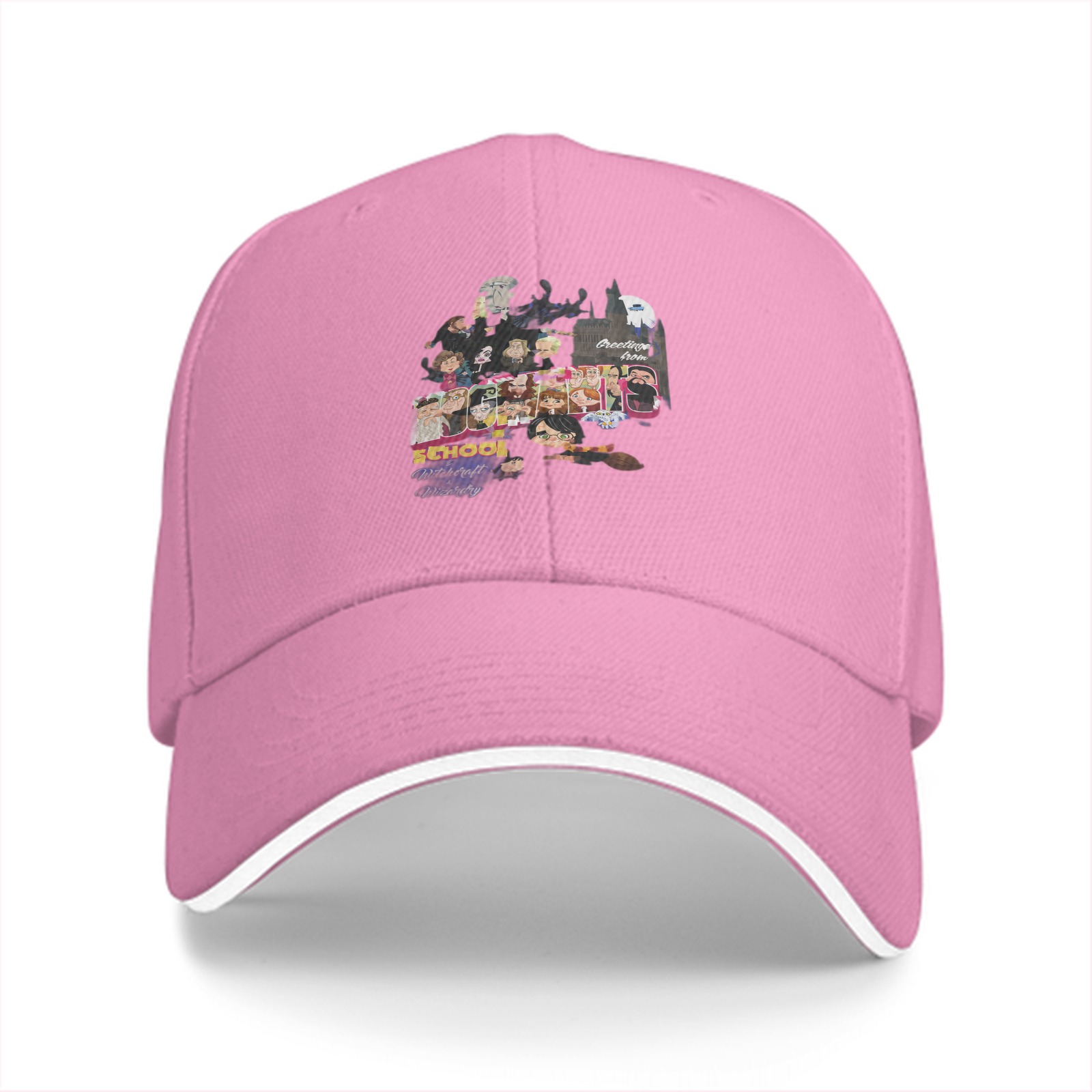 Black Baseball Cap with Wizard School Themed Character Print