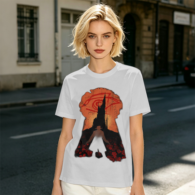 Olive T-Shirt With Dark Tower Keyhole Silhouette Art Print