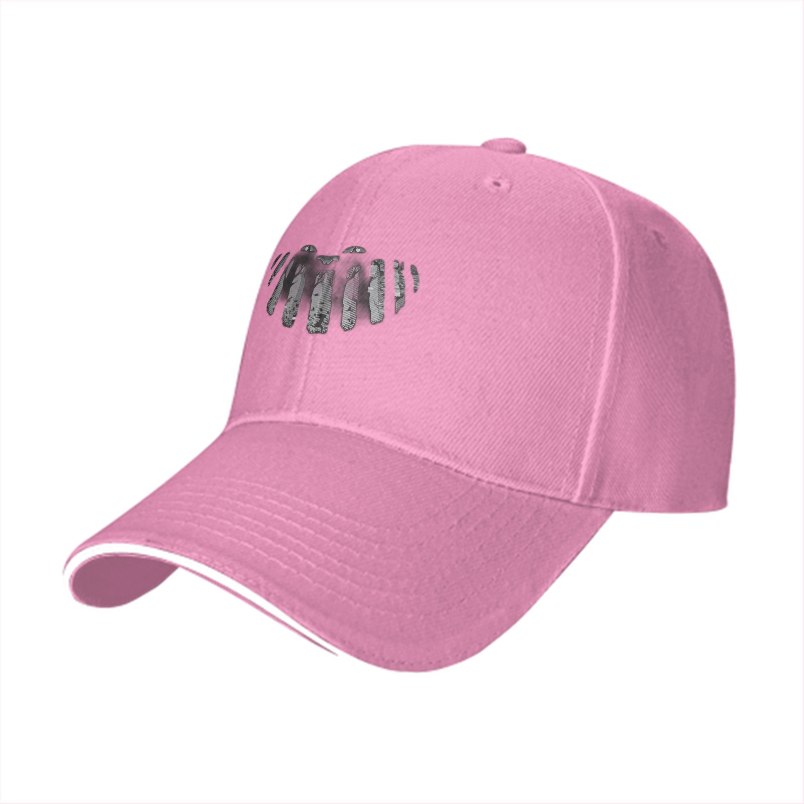 Black Baseball Cap With Distressed Skeleton Hand Print Design