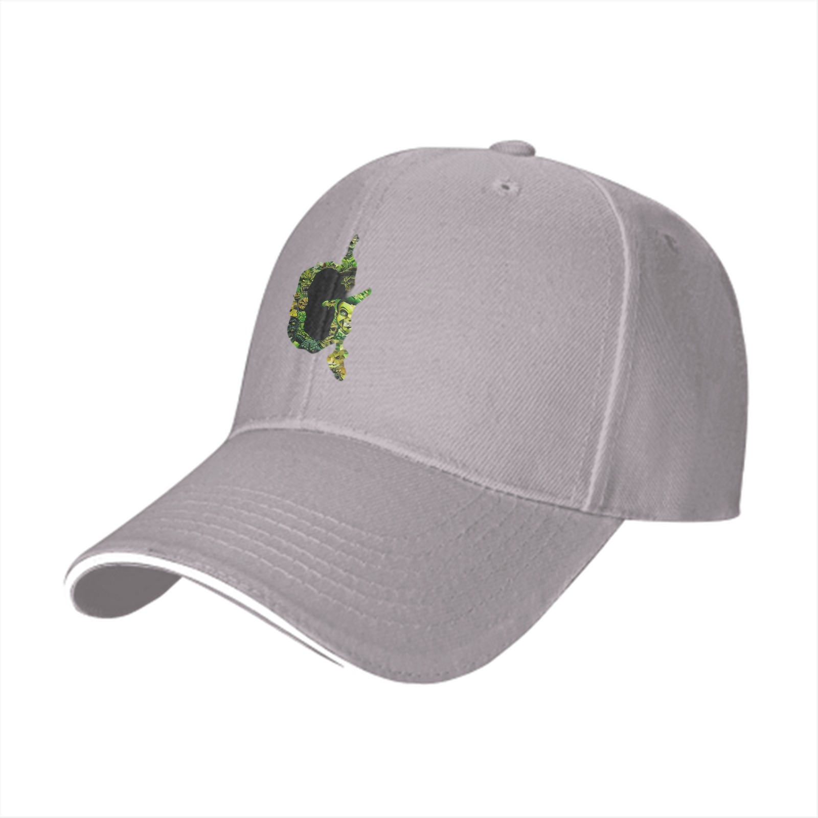 Black Baseball Cap With Green Artistic G Embroidered Design