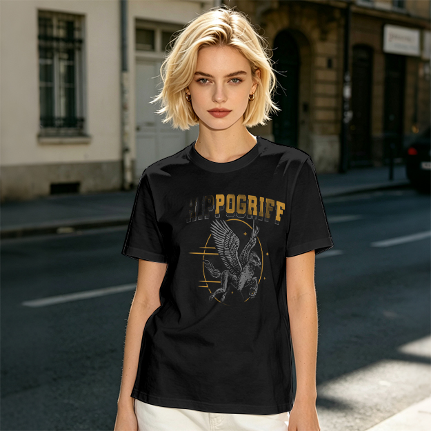Olive Graphic T-Shirt Featuring Hippogriff Design