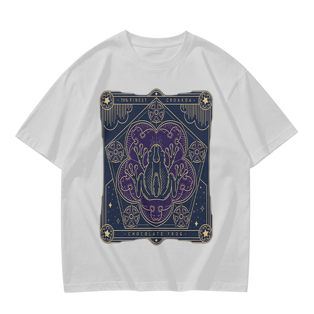 Olive T-Shirt with Mystical Frog Tarot-Style Graphic Print