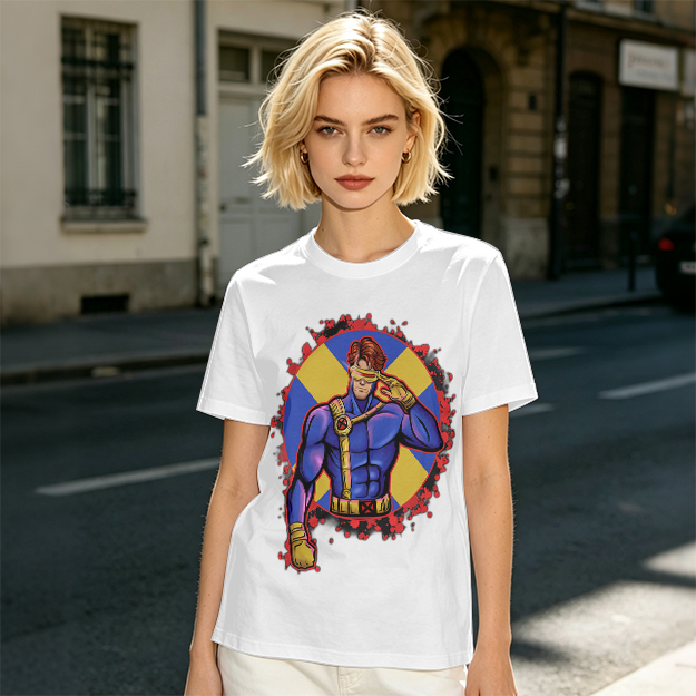 Olive T-Shirt Featuring Cyclops X-Men Superhero Graphic