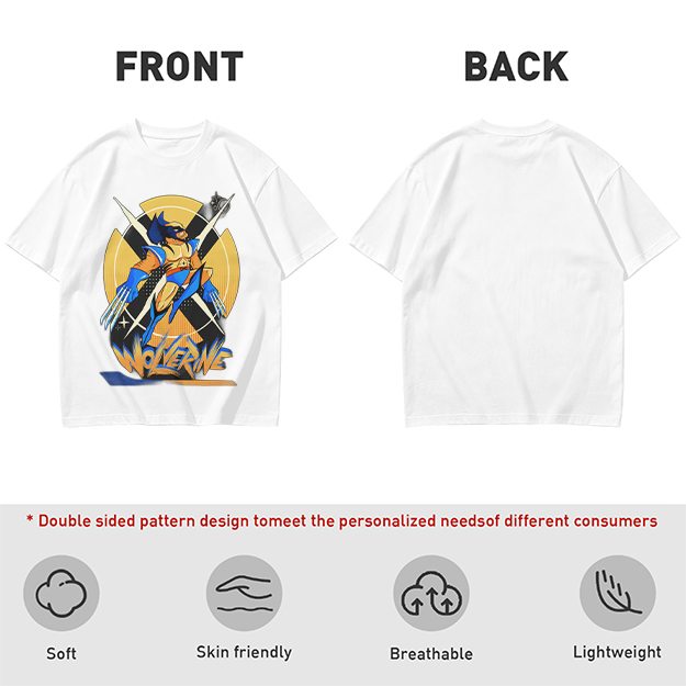 Olive Wolverine Graphic T-Shirt Featuring X-Men Symbol Art