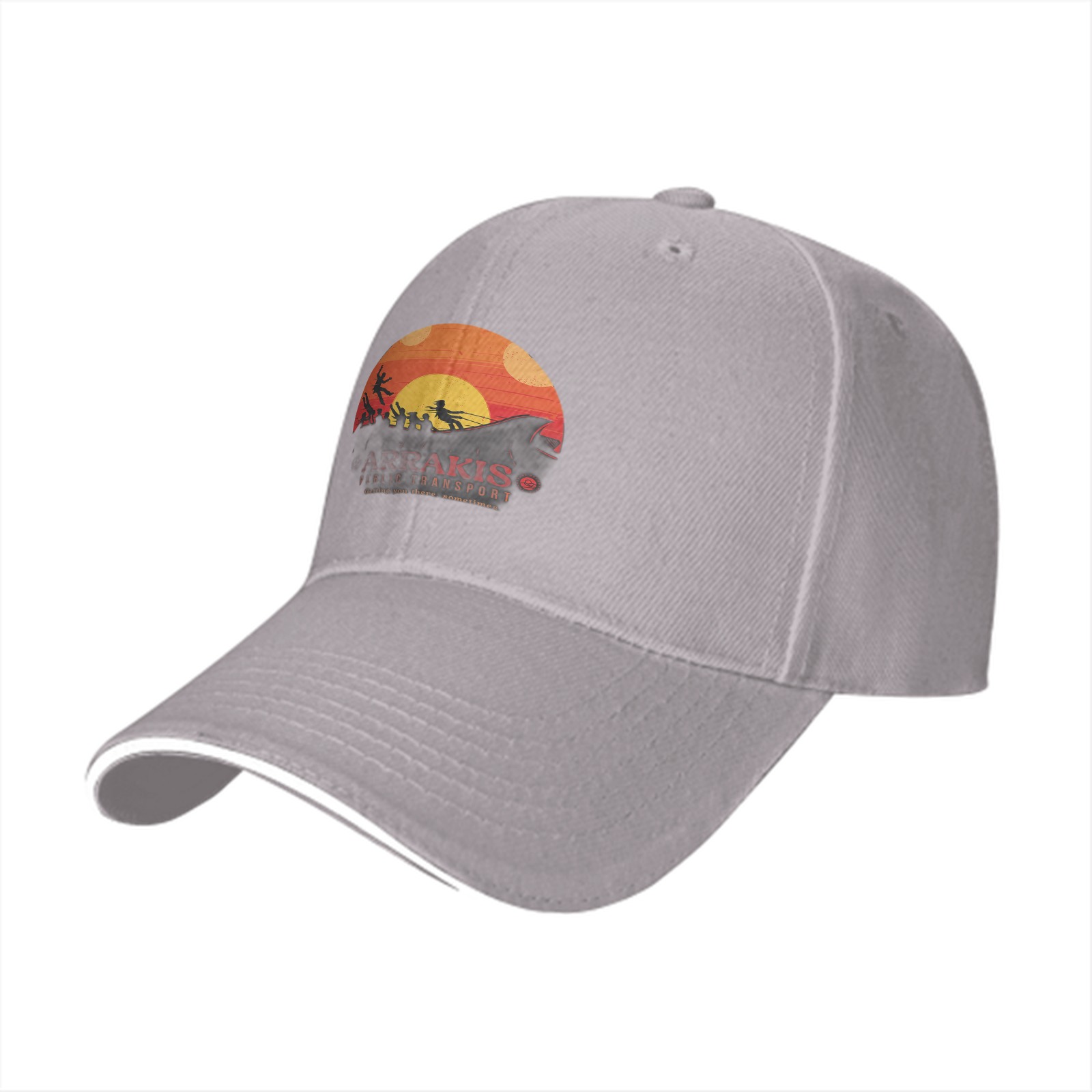 Black Baseball Cap with Sci-Fi Desert Sunset Graphic