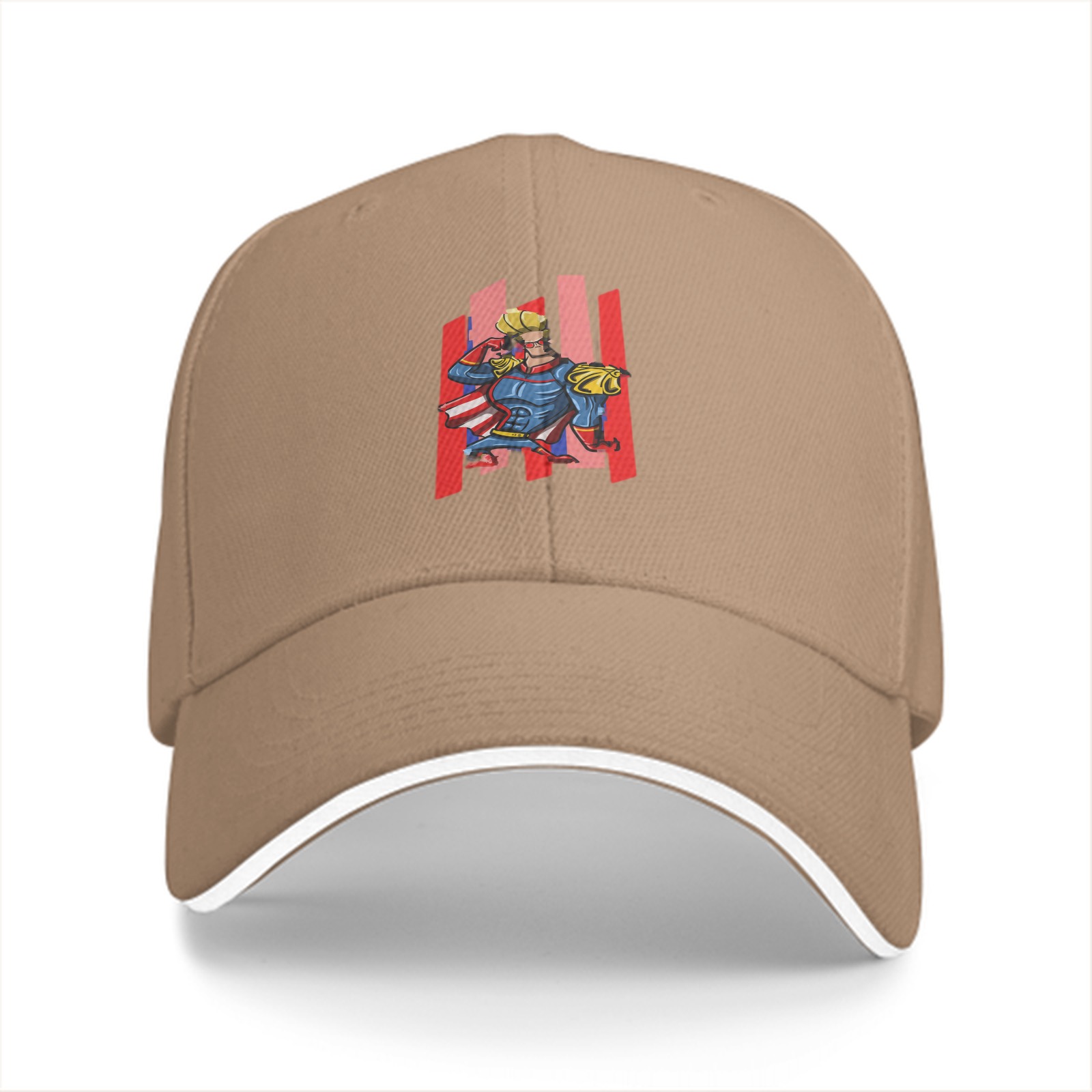 Black Baseball Cap With Superhero Character Graphic Print