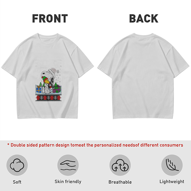 Olive Christmas Snoopy and Woodstock Graphic T-Shirt