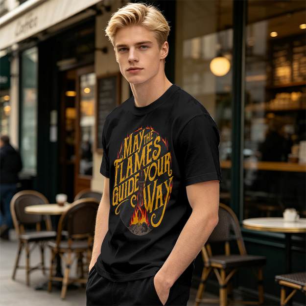 May The Flames Guide Your Way Graphic Olive T-Shirt
