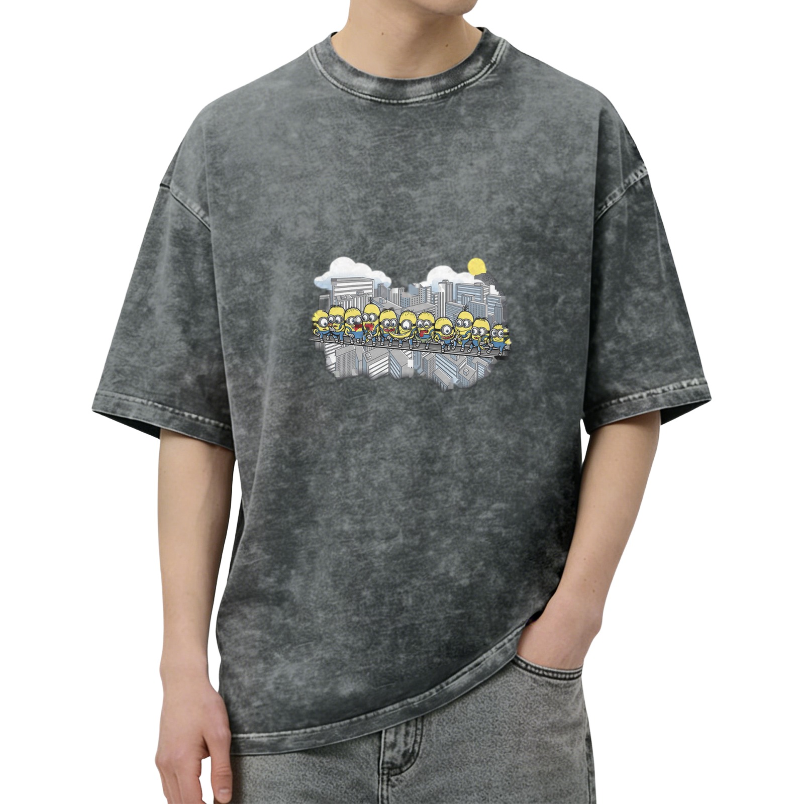 Minions Cityscape Graphic Vintage Wash T-Shirt