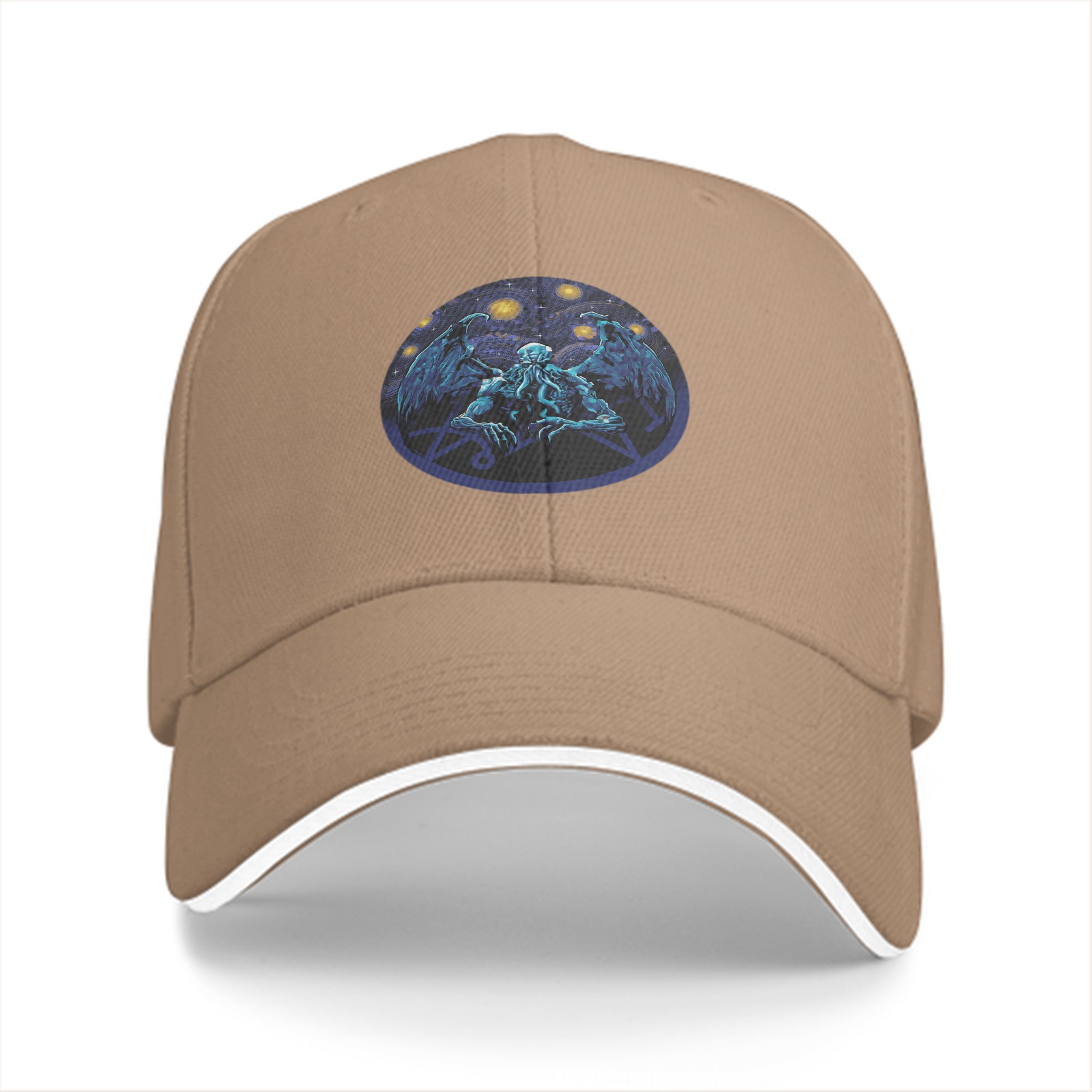 Black Baseball Cap with Cthulhu Cosmic Art Print