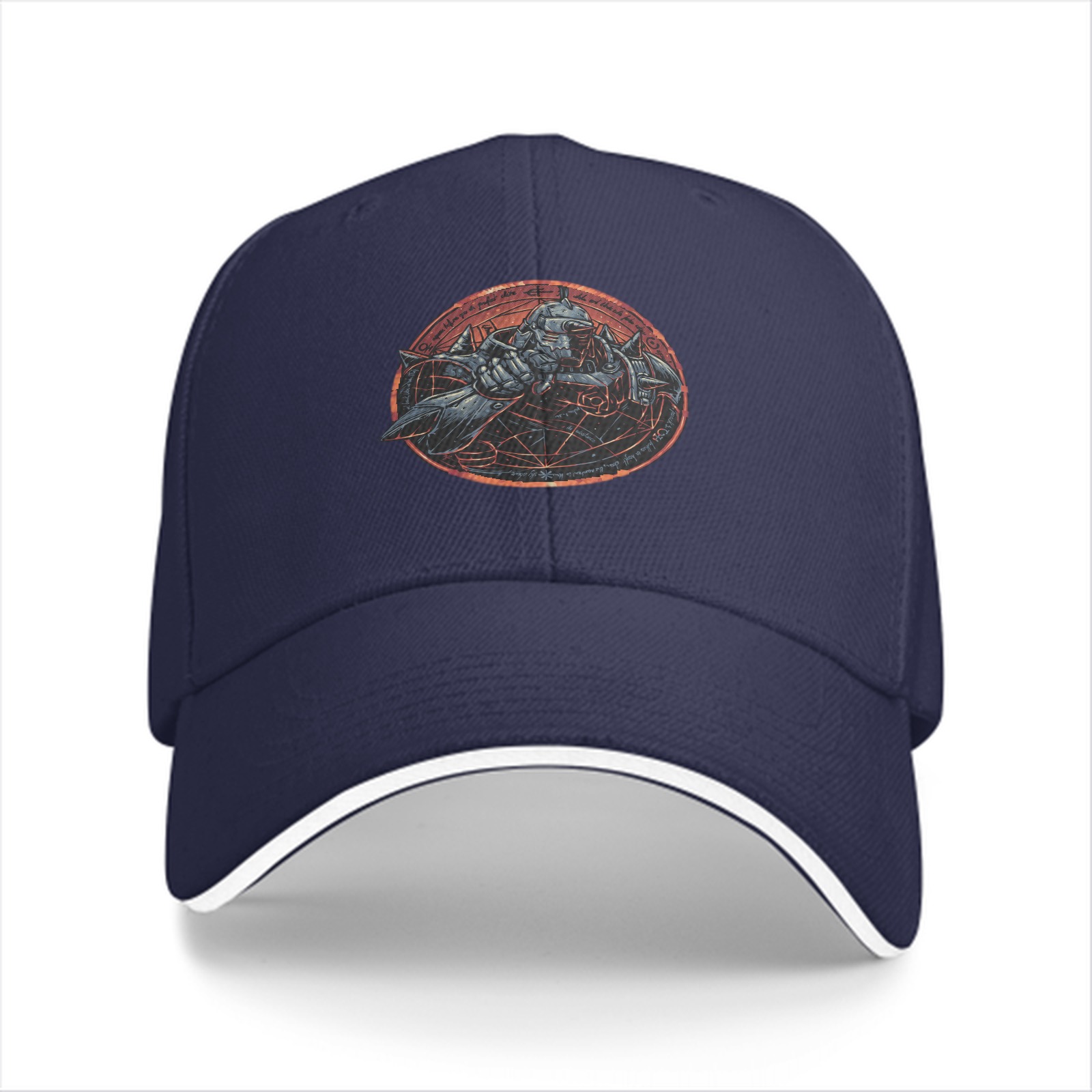 Black Baseball Cap With Armored Alchemist Character Print