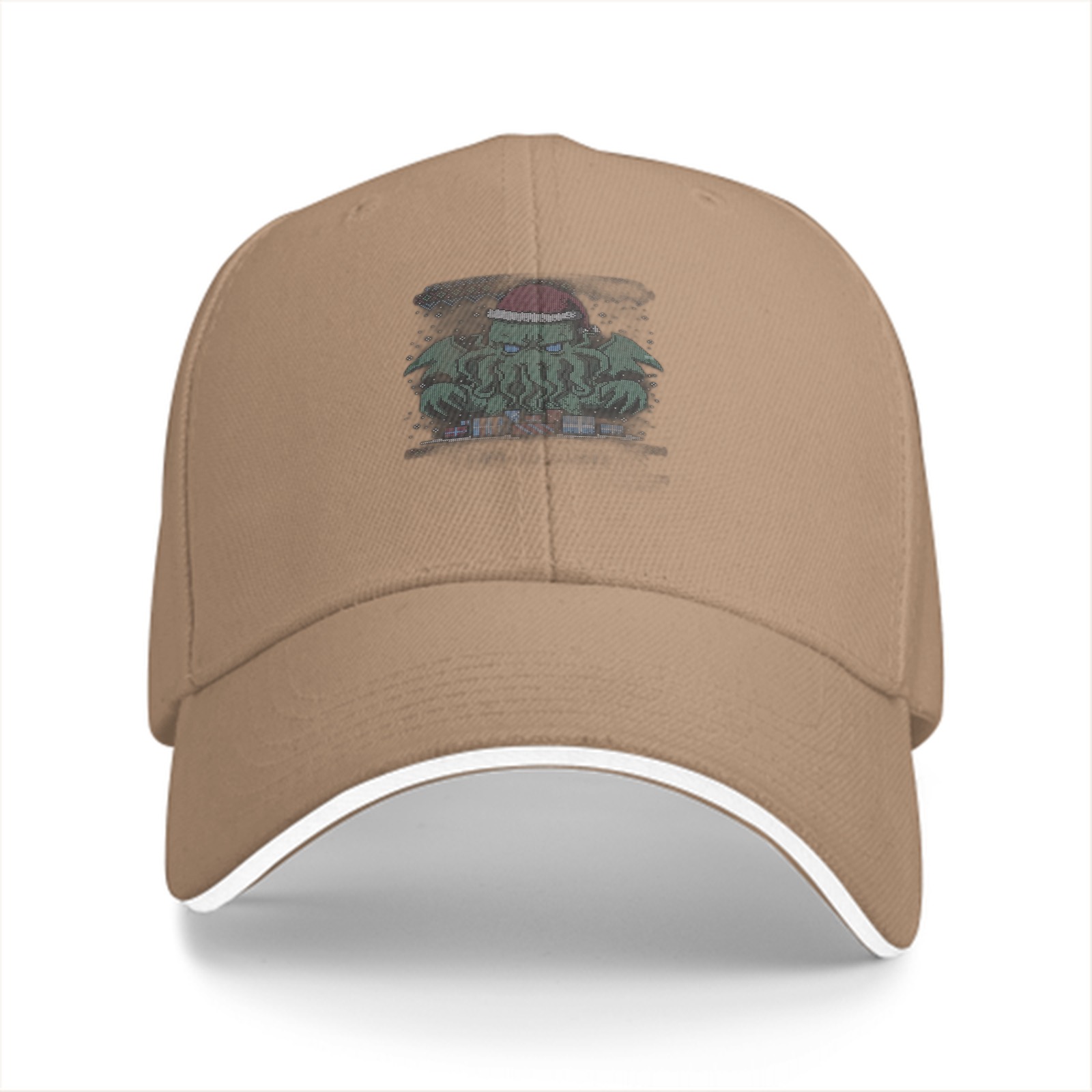 Black Baseball Cap with Christmas Cthulhu Graphic